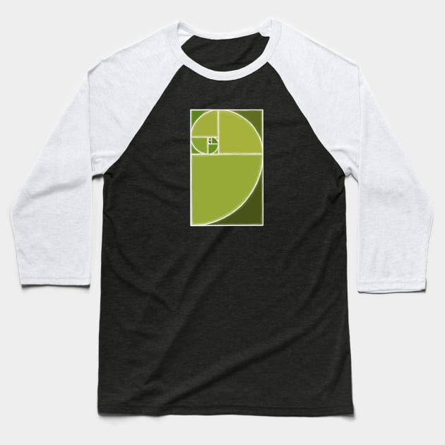 olive green fibonacci spiral Baseball T-Shirt by weilertsen